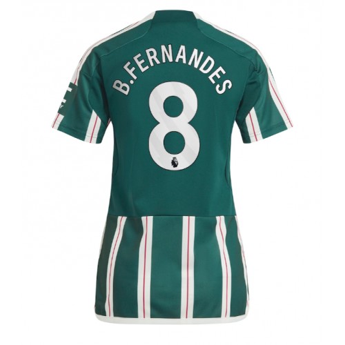 Fotballdrakt Dame Manchester United Bruno Fernandes #8 Bortedrakt 2023-24 Kortermet